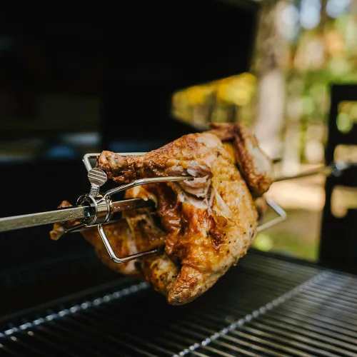 Miniatura 6 de Parrilla con espetón y asador rotisserie Ash & Ember de 4W, capacidad nominal de 33 LB, asador horizontal ajustable para barbacoa a carbón al aire