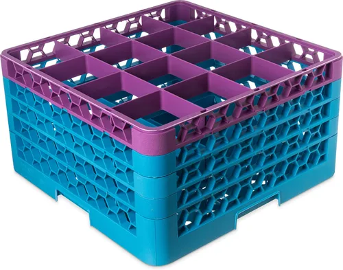 Miniatura 108 de Carlisle FoodService Products RG9-214 OptiClean Estante de vidrio con 9 compartimentos con 2 extensores, 7.12 pulgadas, polipropileno, azul