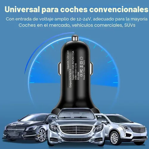Miniatura 9 de Adaptador De Carga Súper Rápida USB C Para Coche Y Teléfono 6 En 1 Con Pantalla De Voltaje 250W Carga USB De Encendedor De Cigarrillos De Múltiples