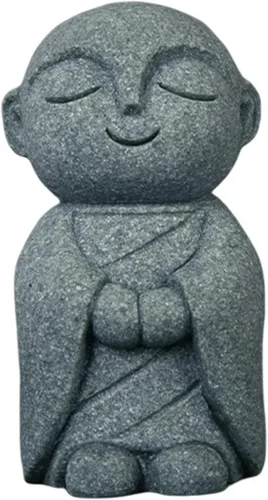 Miniatura 17 de livelyfish Estatua de monje rezante de Bosatsu de Bosatsu japonés de Buda Bosatsu Feng Shui, piedra arenisca feliz/sonriente en miniatura, adorno