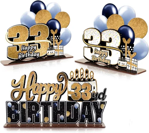 Miniatura 121 de LINGTEER Feliz 10º Cumpleaños Juego de Centros de Mesa de Acrílico Azul para Mesa - Brindemos por Diez Años Decoraciones de Regalo de Fiesta de 10º