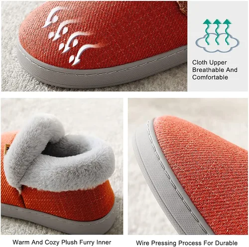 Miniatura 5 de Husmeu Pantuflas acogedoras de dormitorio para mujer con forro polar de espuma viscoelástica, antideslizantes, con parte trasera cerrada