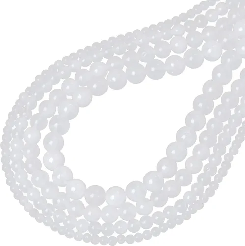 Miniatura 4 de Bymitel - Cuentas redondas de jade blanco natural de 5/32 de pulgada, 210 unidades de piedras preciosas auténticas para bricolaje y fabricación