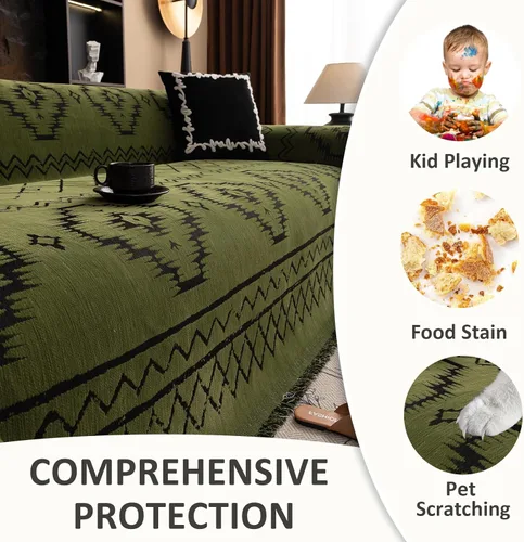 Miniatura 191 de VClife Fundas de sofá bohemio de felpilla para sofá seccional, fundas de sofá suaves y antideslizantes para sofá de 2 cojines, protector de muebles