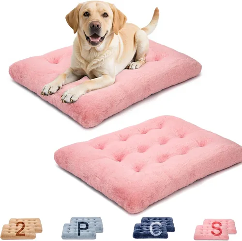 Miniatura 18 de Paquete de 2 camas lavables para perros, camas de lujo de felpa para perros con antideslizante, cómoda colchoneta para dormir para perros grandes