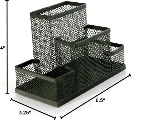 Miniatura 6 de Huron Soporte para bolígrafos y organizador de escritorio, almacenamiento de 4 compartimentos para lápices, bolígrafos, notas adhesivas, accesorios
