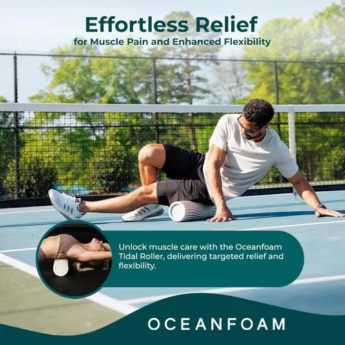 Miniatura 4 de Oceanfoam Tidal Roller - Natural - Rodillo de espuma para masaje muscular para dolor de espalda y estiramientos, textura firme y ergonómica de onda