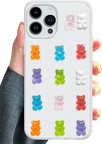 Miniatura 11 de UnnFiko Funda Transparente Bonita para Teléfono iPhone 13 mini, Osos de Dibujos Animados Súper Kawaii, Fundas Protectoras Suaves para Teléfono