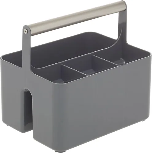 Miniatura 8 de mDesign Organizador de plástico para ducha, cesta dividida, asa de metal para baño, dormitorio, cocina, sostiene jabón, champú, acondicionador
