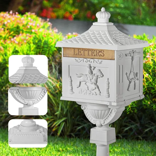 Miniatura 8 de Buzón de correo de aluminio fundido Polar Aurora, seguro, resistente, Blanco