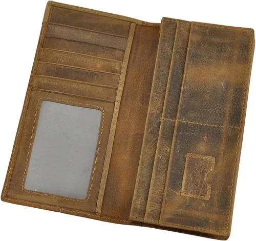 Miniatura 6 de Le'aokuu Funda de piel con cremallera para hombre, organizador para tarjetas de visita, cartera para teléfono, cartera plegable