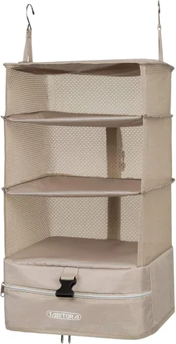 Miniatura 34 de TABITORA - Estantería portátil y plegable de gran capacidad con ganchos para colgar, ideal como almacenamiento para viajes