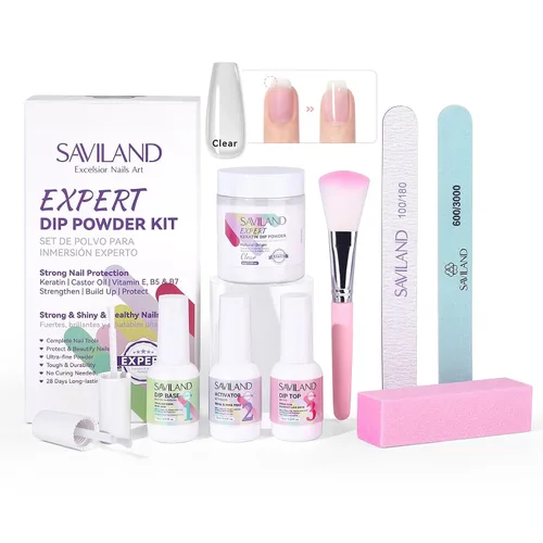 Miniatura 8 de SAVILAND Kit de iniciación de polvo de inmersión transparente para uñas: 2.12 oz 2.1 oz polvo de inmersión para uñas con polvo de inmersión