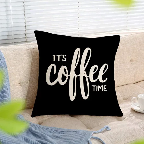 Miniatura 3 de Ogiselestyle It's Coffee Time - Funda de cojín decorativa de algodón y lino para el hogar, 18 x 18 pulgadas