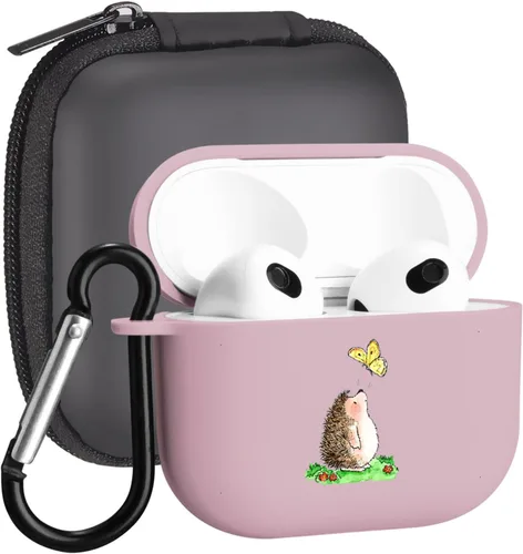 Miniatura 26 de Funda compatible con Airpods de 3ª generación, linda funda para Airpods 3, diseño de rana, protectora para mujeres y niñas con llavero para Apple