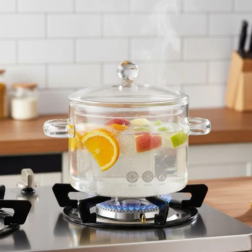 Miniatura 2 de Ollas de vidrio transparente para cocinar en la estufa, olla de cocción de sopa de vidrio con tapa, olla gruesa para cocina, olla grande para servir
