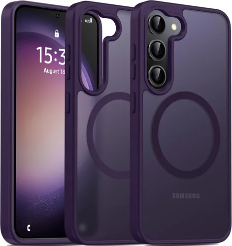 Miniatura 17 de Oterkin Funda magnética para Samsung Galaxy S24 Ultra mate, funda para teléfono S24 Ultra compatible con MagSafe, esmerilada, translúcida, a prueba