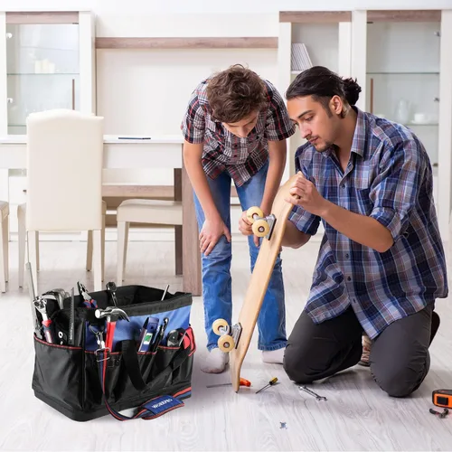 Miniatura 9 de WORKPRO Bolsa de herramientas, bolsa de herramientas de 18 pulgadas con base moldeada impermeable, bolsa organizadora de herramientas de tapa