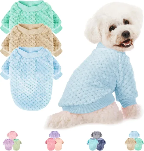 Miniatura 8 de Suéter para Perro, Paquete de 2 o 3 Suéteres para Perros Pequeños y Medianos o Gatos, Ropa Cálida de Franela Suave para Mascotas para Perros Hembra