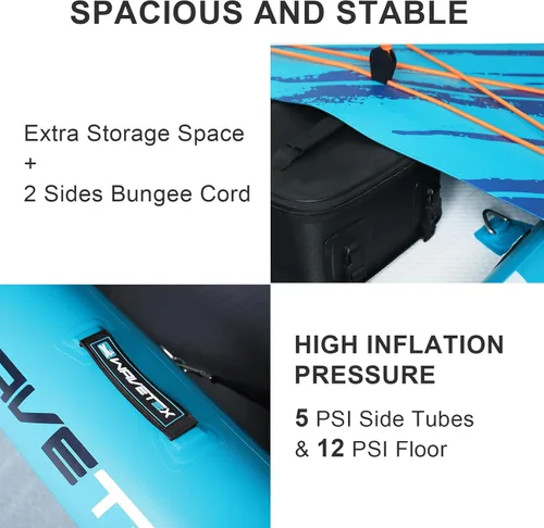 Miniatura 5 de Kayak inflable, kayak plegable ligero y duradero, kayak inflable, kayaks para adultos remando en ríos, lagos y aguas costeras