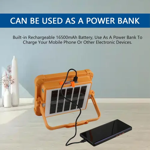 Miniatura 5 de Luz de trabajo recargable portátil solar, 16500 mAh, 120 W, batería de inundación magnética, luz de trabajo de 10000 lm, luces LED para exteriores