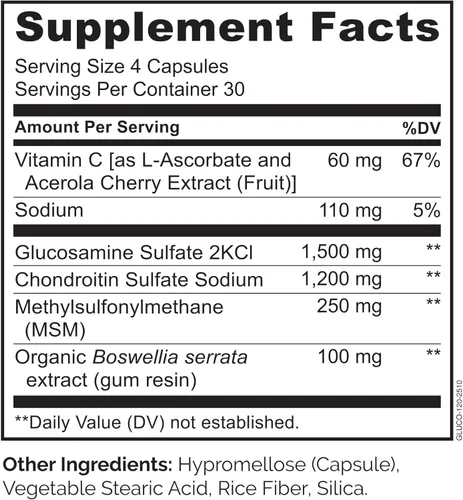 Miniatura 3 de NATURELO Glucosamina condroitina MSM con boswellia y vitamina C - Suplemento para comodidad, movilidad y fuerza de las articulaciones, 120 cápsulas