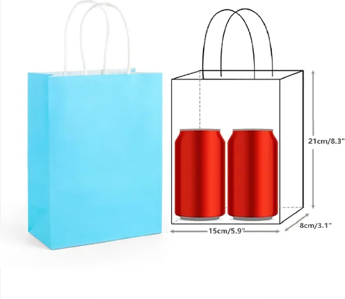 Miniatura 2 de SIMPLECOOL 25 bolsas de regalo de papel pequeñas con asas de 5.9 x 3.1 x 8.3 pulgadas, bolsas de regalo a granel para fiestas, cumpleaños, bodas