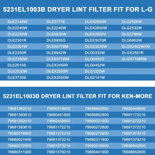 Miniatura 6 de AMI PARTS 5231EL1003B Filtro de pelusa para secadora compatible con pantalla de pelusa de ventilación de secadora Lg Reemplazar el filtro de pelusa