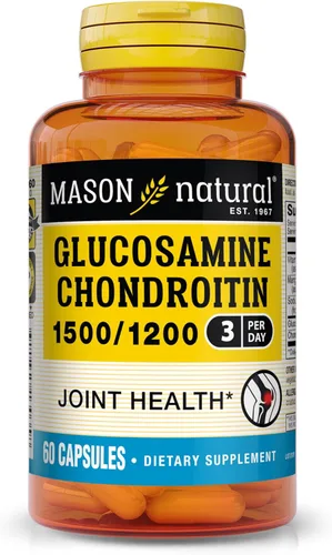 MASON NATURAL Glucosamina condroitina 1500/1200 con vitamina C, apoya la salud de las articulaciones para una flexibilidad y movilidad normales*, 60