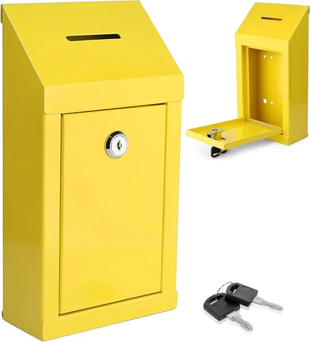 Miniatura 17 de Caja de metal para colección benéfica segura con ranura y montaje en pared, caja de caída de 8.5 x 6.5 x 4 pulgadas para el hogar y la oficina Blanco