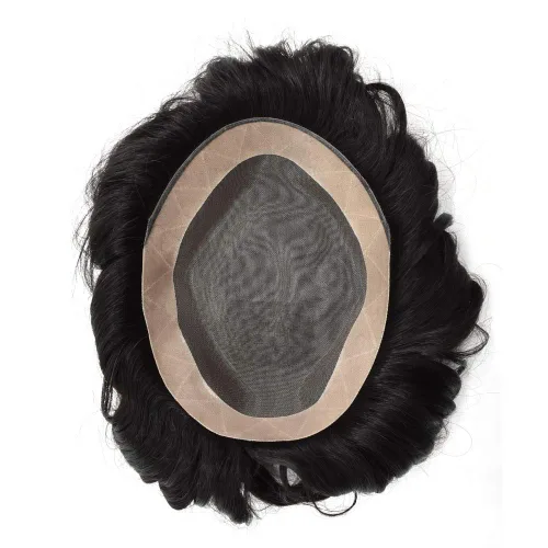 Miniatura 5 de Toupee - Piezas de cabello humano para hombre, tupé, sistemas de reemplazo de cabello real natural para hombres, mono fino duradero con NPU