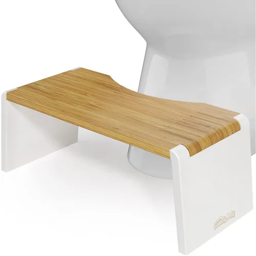 Miniatura 9 de Taburete de inodoro plegable Squatty Potty Oslo de bambú – 7 pulgadas, taburete de baño plegable para niños y adultos – Marrón, portátil y que
