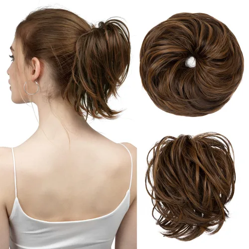 Miniatura 49 de SARLA 2 piezas de cabello desordenado color burdeos, onduladas, rizadas, sintéticas, coleteros falsos, extensiones de cola de caballo para mujeres
