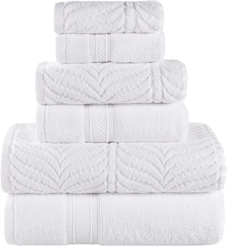 Miniatura 65 de Superior Juego de toallas surtidas de algodón Chevron de 12 piezas, cero torsión, secado rápido, artículos esenciales para el hogar, ducha, spa