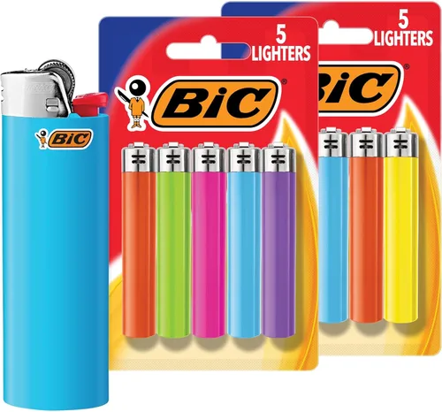 BIC Maxi encendedores de bolsillo, fiables y duraderos, varios colores, paquete de 10 (los colores pueden variar)
