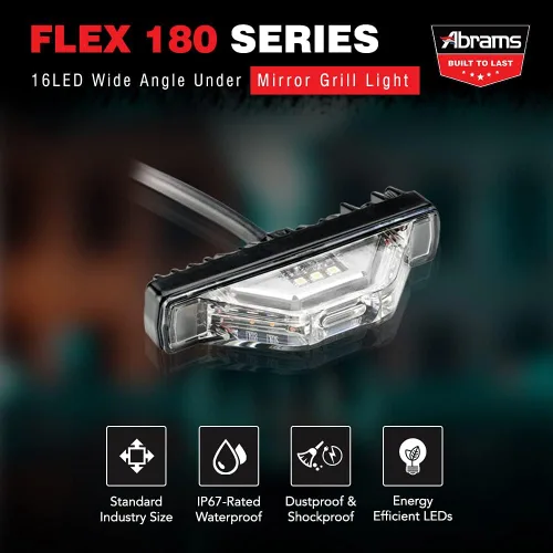 Miniatura 2 de Abrams Flex 180 - Cabezal de luz LED ámbar/blanco para parrilla [64 W - 16 LED] [Clase SAE 1] Gran angular debajo del espejo Snow Plow Truck