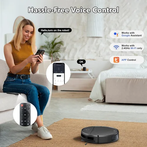 Miniatura 3 de Robot aspirador y trapeador combinado, 2 en 1 aspiradoras robóticas con WiFi/App, robot aspirador con tanque de agua, fuerte succión, horario, carga