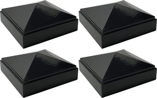 Miniatura 19 de Tapa de poste piramidal de aluminio de 3 x 3 pulgadas para postes de metal, ajuste a presión, color negro con recubrimiento en polvo, resistente al