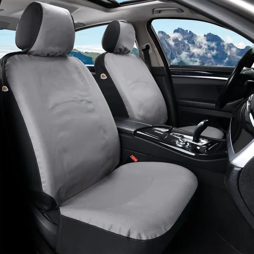 Miniatura 6 de Coverado Fundas de Asiento de Automóvil Delanteras, Fundas de Asiento Universales de Lona para Automóviles, Paquete de 2 Cojines de Asiento de Gris