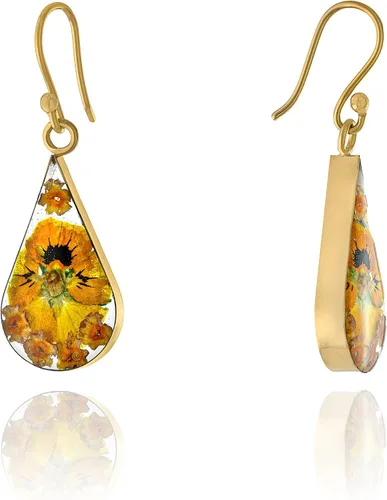 Miniatura 24 de Amazon Essentials Pendientes de plata de ley con forma de lágrima de flor prensada (anteriormente Amazon Collection)