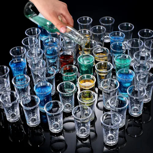 Miniatura 4 de Zubebe Juego de 150 vasos de chupito de acrílico de 1.2 onzas con base pesada, vasos pequeños redondos de plástico transparente, a granel