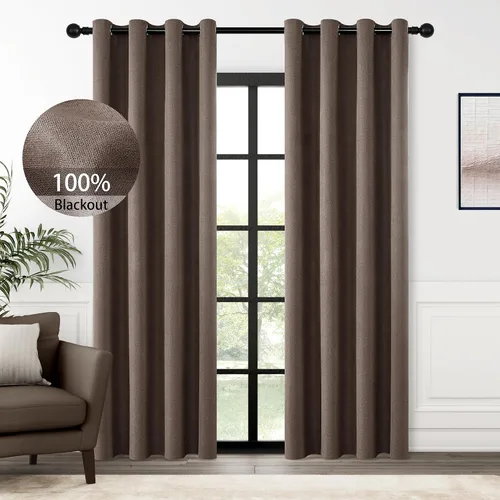 Miniatura 21 de ChrisDowa Cortinas 100% Opacas de Abedul Sólido de 45 Pulgadas de Largo, 2 Paneles para Dormitorio y Sala de Estar, Estilo Granja Oscurecedoras
