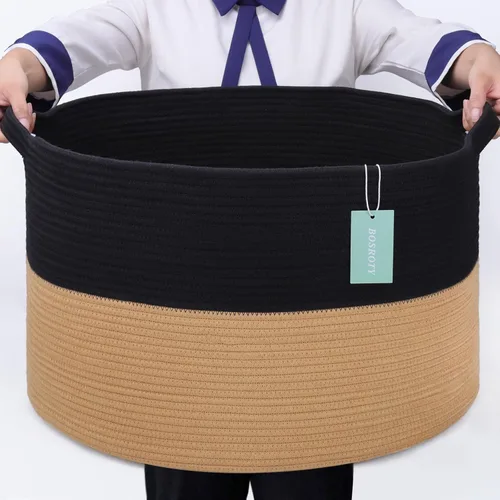 Miniatura 24 de Cesta Extra Grande para Mantas 87L, Cesta para Ropa Sucia, Cesta de Guardería para Bebés para Almacenamiento de Juguetes, Ropa y Toallas, Cesta