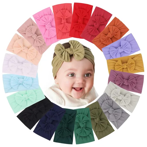 Miniatura 11 de jollybows 12 diademas de nailon para bebés con lazo elástico para niñas, recién nacidos, niños pequeños, accesorios para el cabello, juego de 6- Luz