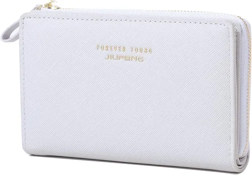 Miniatura 8 de JIUFENG Cartera con cremallera para mujer, con bloqueo RFID, multiusos, tarjeteros, monederos cortos