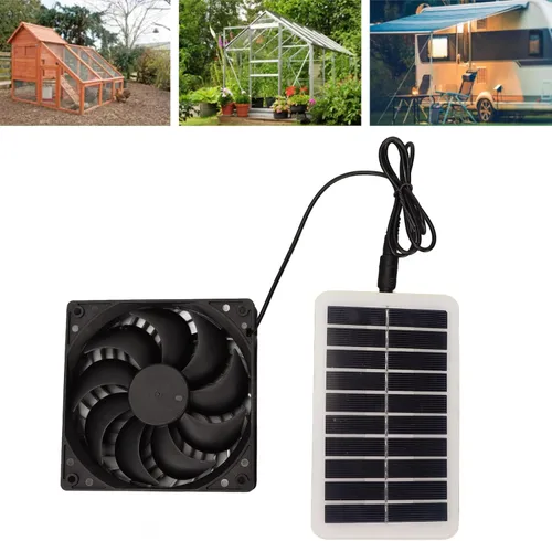 Miniatura 3 de plplaaoo - Kit de ventilador de panel solar, 100 W, 12 V, panel solar, ventilador de extractor de panel de energía solar de 15 W, ahorro de energía