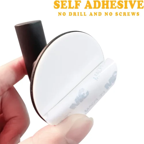 Miniatura 3 de Ganchos de pared adhesivos negros mate, paquete de 2 unidades, ganchos adhesivos resistentes para toallas de baño, puerta de cocina, gancho
