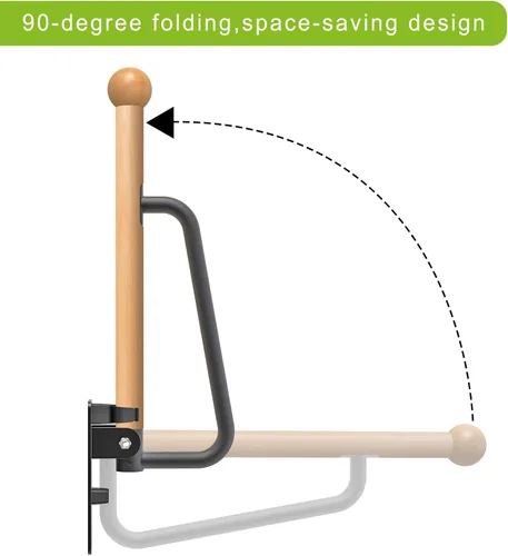 Miniatura 3 de Dolibest Barra de seguridad para inodoro de 24 pulgadas, barra de agarre plegable para inodoro, barra de agarre de madera montada en la pared