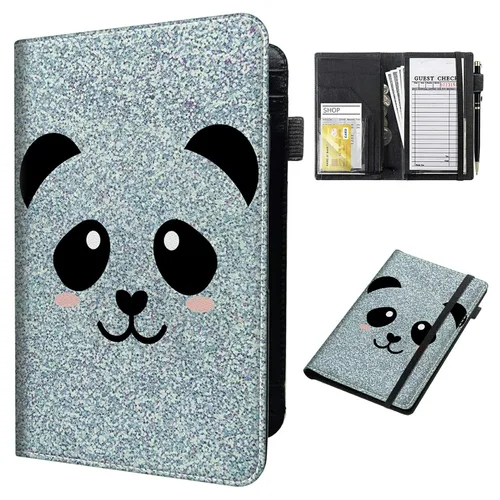 Miniatura 19 de Cartera de cuero para camarera, con cremallera y soporte para libro de cheques, bolsillo para dinero, organizador personal para delantales, estrella