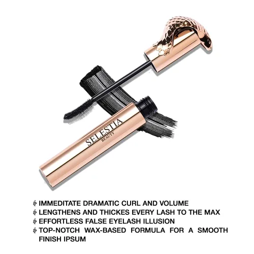 Miniatura 3 de SELESTIA BEAUTY Máscara negra Queen Cobra – Voluminizadora, rizador, alargadora – Cepillo suave para una aplicación suave – De larga duración